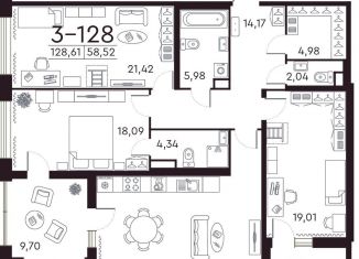 Продаю трехкомнатную квартиру, 128.8 м2, Санкт-Петербург, Петровский проспект, 22к2, ЖК Фамилия