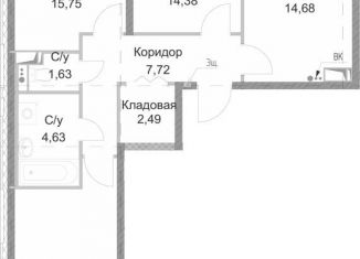 3-комнатная квартира на продажу, 80.4 м2, Санкт-Петербург, проспект Энгельса, муниципальный округ Сергиевское