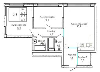 Продам двухкомнатную квартиру, 73.1 м2, Екатеринбург, ЖК Изумрудный Бор