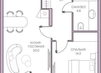 Продаю 1-комнатную квартиру, 48.8 м2, Пензенская область