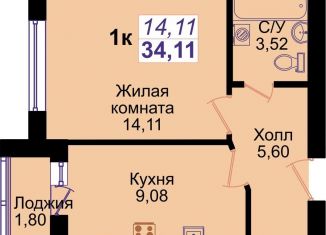 1-комнатная квартира на продажу, 35 м2, Калининград, ЖК Янтарный