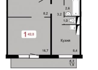 Продается однокомнатная квартира, 42 м2, Красноярск, ЖК Курчатова, Лесопарковая улица, 17Г