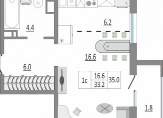 Продажа однокомнатной квартиры, 34.8 м2, Оренбург, жилой комплекс Геометрия, лит2, ЖК Геометрия