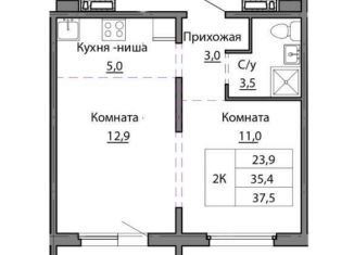 2-ком. квартира на продажу, 37.5 м2, Барнаул, Железнодорожный район, Северо-Западная улица, 15