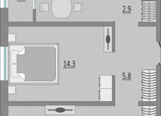 2-комнатная квартира на продажу, 57.4 м2, Оренбург, жилой комплекс Геометрия, лит2, ЖК Геометрия