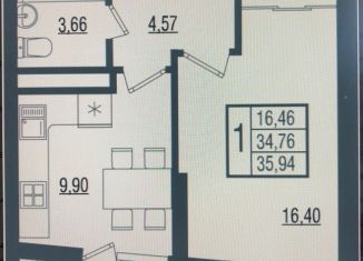 Продажа 1-ком. квартиры, 35.9 м2, Краснодар, улица Красных Партизан, 4/15, микрорайон Микрохирургии глаза