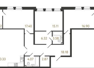 Продается четырехкомнатная квартира, 114.8 м2, Санкт-Петербург, Малая Зеленина улица, 4, муниципальный округ Чкаловское