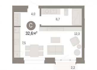 Продам квартиру студию, 32.6 м2, Новосибирск, ЖК Квартал на Декабристов