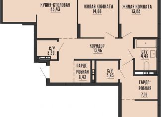 Продажа трехкомнатной квартиры, 100.3 м2, Екатеринбург, Нагорная улица, 12, ЖК Высота