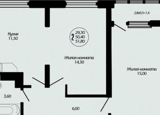 Продам 2-ком. квартиру, 54 м2, Краснодар, Войсковая улица, 22к8, ЖК Марсель-2