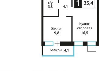 Продается 1-комнатная квартира, 35.4 м2, поселок Отрадное, жилой комплекс Отрада-2, поз.7.1