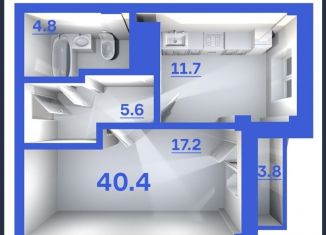 Продается однокомнатная квартира, 40.4 м2, деревня Портянниково, Окольная улица, 5