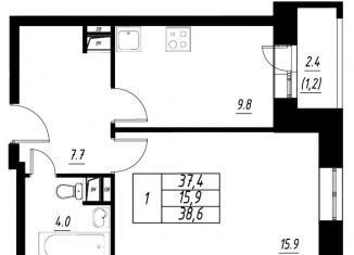 Продажа 1-комнатной квартиры, 38.6 м2, Раменское, Загородная улица, к16
