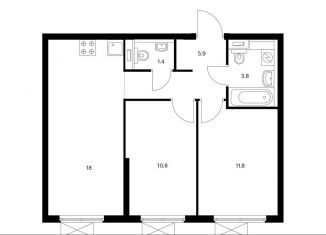 2-комнатная квартира на продажу, 51.7 м2, Мытищи