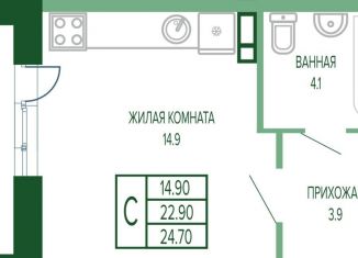 Продам 1-комнатную квартиру, 35.3 м2, Краснодар