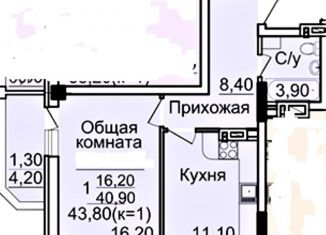 Продаю однокомнатную квартиру, 44 м2, Ростов-на-Дону, переулок Крючкова, 3, ЖК Три Сквера Зелёный Квартал