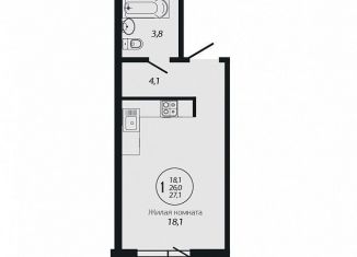 Продается квартира студия, 26.2 м2, Краснодар, улица Автолюбителей, 1/7к4, ЖК Премьера