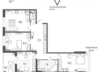 Продам 3-комнатную квартиру, 103 м2, Санкт-Петербург, ЖК Галактика Премиум, Малая Митрофаньевская улица, 8к1