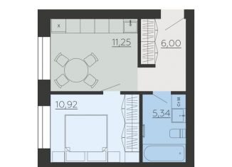 1-ком. квартира на продажу, 33.5 м2, село Ленино, Рудничная улица