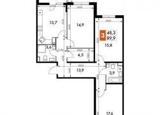Продажа 3-комнатной квартиры, 89.9 м2, Калужская область