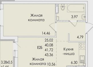 Продается 2-ком. квартира, 43.4 м2, Ростовская область, проспект Сиверса, 12Д