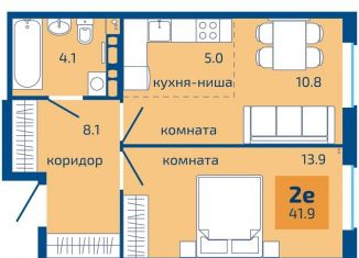 Продается двухкомнатная квартира, 41.9 м2, Пермь