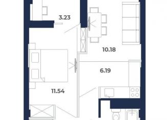 2-комнатная квартира на продажу, 40.9 м2, рабочий поселок Маркова