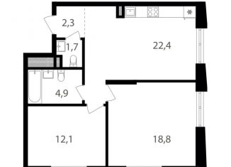 Продажа двухкомнатной квартиры, 62.2 м2, Москва, 1-й Кирпичный переулок, 17А, метро Семеновская