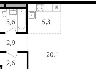 Квартира на продажу студия, 34.5 м2, Москва, 1-й Кирпичный переулок, 17А, метро Семеновская