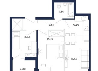 3-комнатная квартира на продажу, 54.5 м2, рабочий поселок Маркова, улица Академика Герасимова, 11