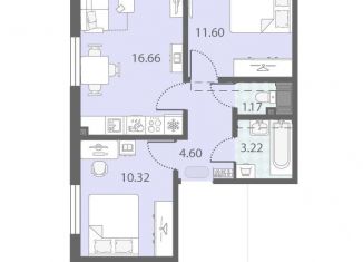 Продаю 2-ком. квартиру, 47.6 м2, Санкт-Петербург, метро Автово