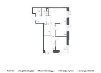 Продажа трехкомнатной квартиры, 72.3 м2, Москва, многофункциональный комплекс Тропарево Парк, к2.2