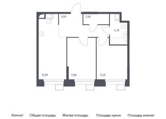 Продам двухкомнатную квартиру, 55 м2, поселение Мосрентген, многофункциональный комплекс Тропарево Парк, к2.2