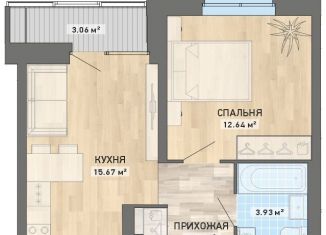 Однокомнатная квартира на продажу, 40.9 м2, Екатеринбург, ЖК Просторы