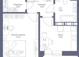 Продажа 1-ком. квартиры, 36.8 м2, Казань, Вахитовский район, улица Баумана