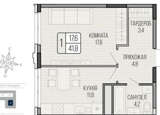 Продажа однокомнатной квартиры, 41.8 м2, Ижевск