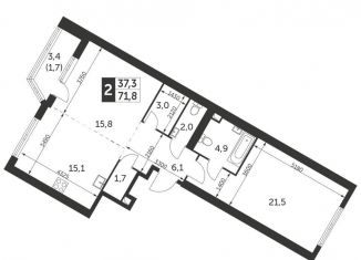Продается 2-комнатная квартира, 71.8 м2, Москва, ЖК Архитектор, улица Академика Волгина, 2с1