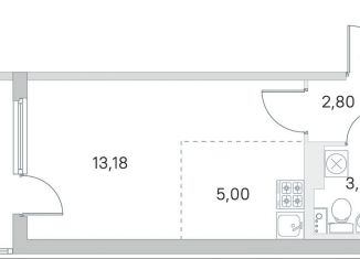 Продам квартиру студию, 26.1 м2, посёлок Стрельна