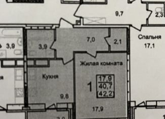 Продажа однокомнатной квартиры, 42.2 м2, Московская область, 3-й микрорайон, 3