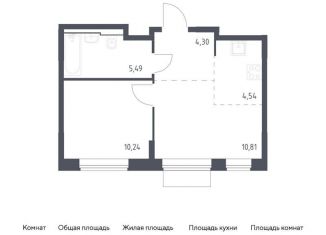 2-ком. квартира на продажу, 35.4 м2, Москва, жилой комплекс Квартал Домашний, 1, станция Курьяново