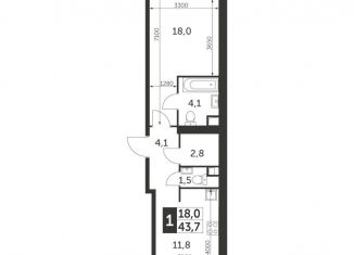 Продается 1-комнатная квартира, 43.7 м2, Москва, ЖК Архитектор, улица Академика Волгина, 2с3