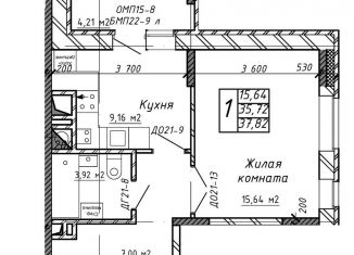 Однокомнатная квартира на продажу, 37.8 м2, Калуга, Азаровская улица, 40к4, Московский округ