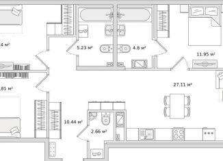 Продам трехкомнатную квартиру, 94.4 м2, Санкт-Петербург, ЖК Чёрная Речка