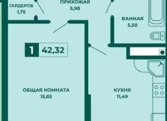 Продаю 1-ком. квартиру, 42.3 м2, Новороссийск, улица Хворостянского, 25к1, ЖК Кутузовский