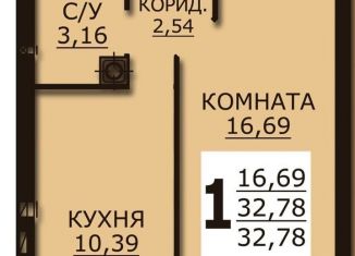 Продажа 1-комнатной квартиры, 32.8 м2, деревня Дерябиха, деревня Дерябиха, 76