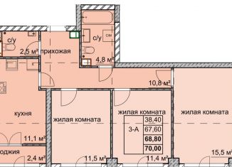 Продается трехкомнатная квартира, 68.8 м2, Нижний Новгород, улица Дружаева, 30, микрорайон Северный
