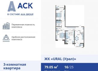 Продаю 3-комнатную квартиру, 79.1 м2, Краснодар, микрорайон КСК