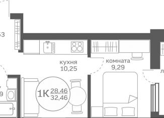 Продается однокомнатная квартира, 32.5 м2, деревня Патрушева, улица Петра Ершова, 8