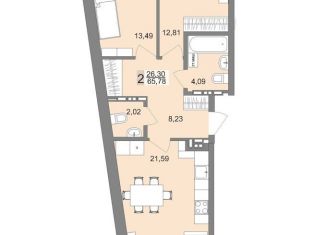 Продаю 2-ком. квартиру, 65.5 м2, Екатеринбург, ЖК Новый ВИЗ