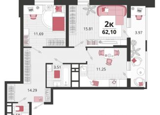Продается 2-комнатная квартира, 64.4 м2, Краснодарский край